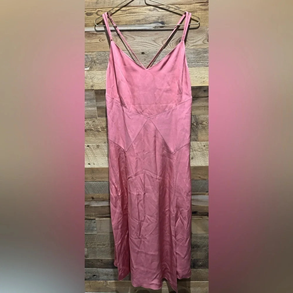 NWT Ted Baker Odinne Dress strappy Asymmetrical Pink satin party midi ballet 0
